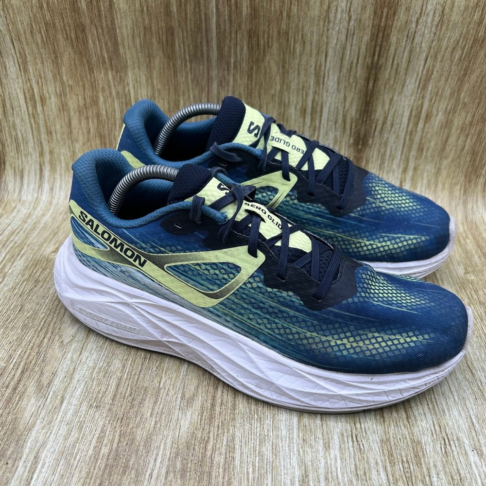 Salomon Aero Glide Men's Size 9 Blue Yellow Energy Foam Running Shoes 470492